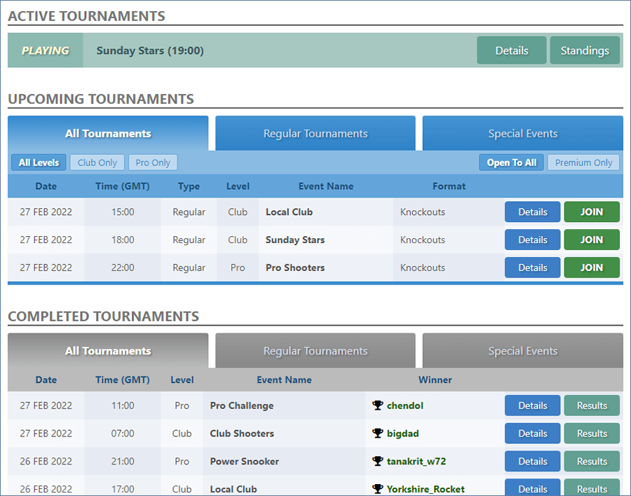 SnookerQ Tournaments